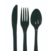 black plastic cutlery